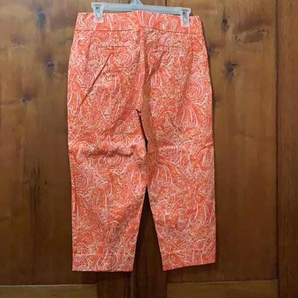 Talbots orange paisley Capri dress pants - Picture 4 of 5